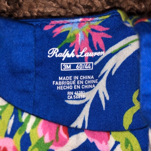 Baby girl, Royal blue floral Polo romper! - Picture 2 of 3